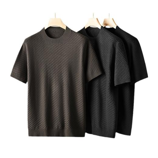 【绵羊毛】【DDT】大依优型大码男装男士圆领短袖毛衣加肥加大码宽松毛线衫内搭针织衫 商品图4