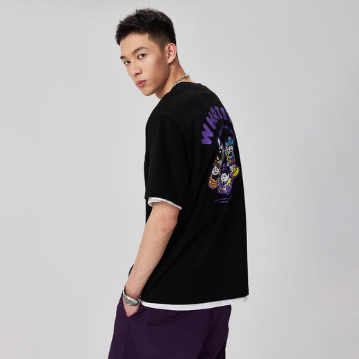 NPC潮牌纯棉【五路财神】彩色印花短袖T男潮流舒适宽松NP45TE01 商品图3