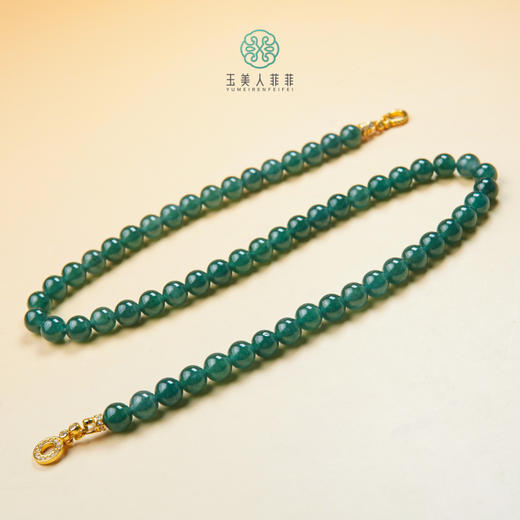 S925翡翠蓝水项链-精品圆珠项链约8mm#8A01 商品图0