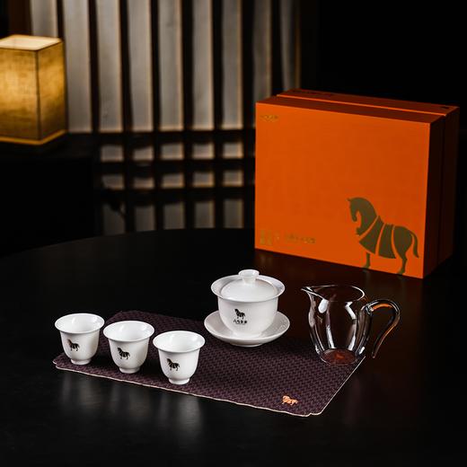 八马茶具 | 茗韵随心泡白瓷套组盖碗-160mL、公道杯-280mL、品茗杯-60mL 商品图3