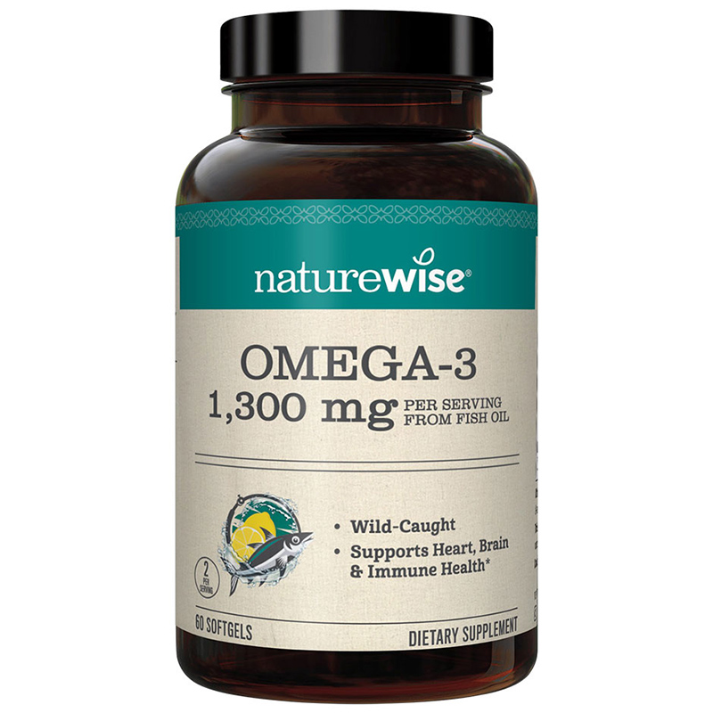 Naturewise牌欧米伽3鱼油1300mg软胶囊60粒