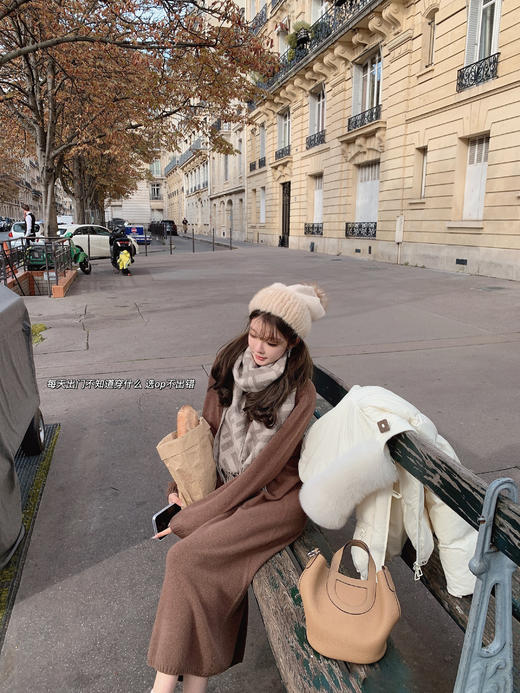 金蘑菇菇 懒人针织裙/ 极简慵懒宽松半高领毛衣裙 商品图2