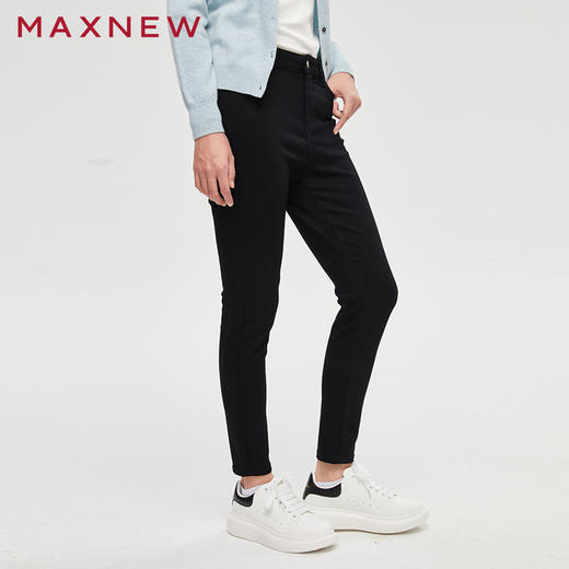 【门店同款】马恩MAXNEW女装秋季牛仔长裤时尚修身百搭款黑色潮显 商品图2