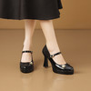 【预售5天】小个子防水台高跟鞋女粗跟新款圆头不累脚漆皮一字带玛丽珍单鞋子HY&H3705 商品缩略图1