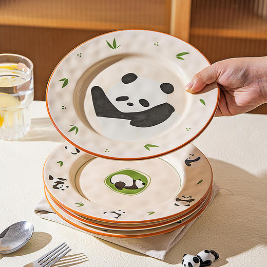 摩登主妇mototo熊猫盘子家用陶瓷菜盘2025新款餐具儿童早餐盘深盘 商品图1