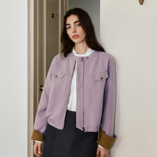 OLrain欧芮儿休闲宽松撞色短外套女秋季2025新款气质时尚夹克上衣 商品图3