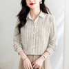 KQL 369H9975法式仿麻条纹长袖衬衣时尚气质洋气上衣 商品缩略图3