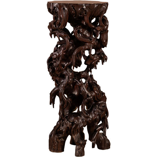 清	红木雕根结形花几 商品图5