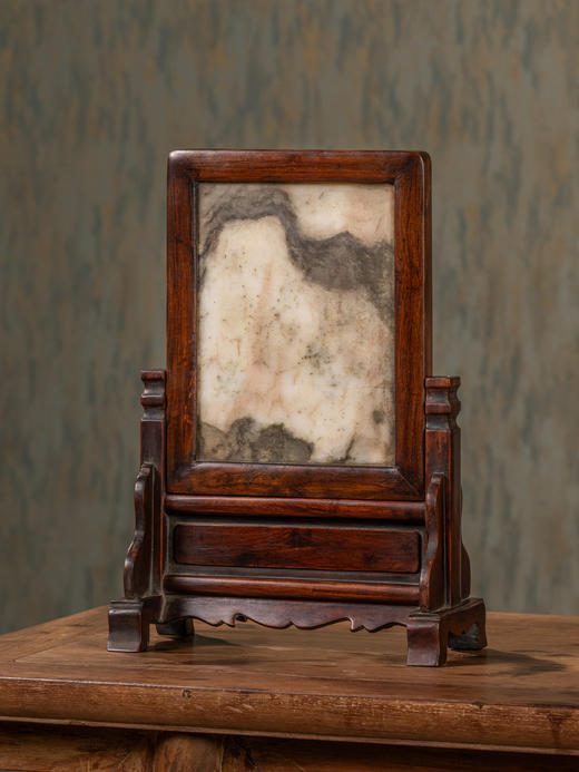 清	红木嵌云石插屏 商品图1