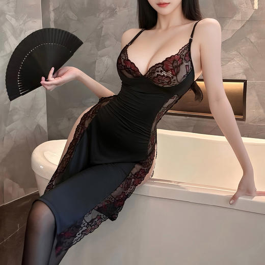 霏慕 蕾丝花边开衩吊带裙7899 情趣内新款性感睡衣纯欲qqny女 商品图11
