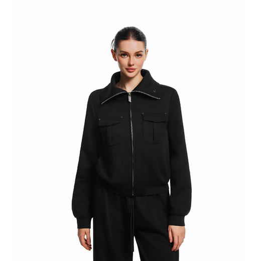 FDR官方店 立领拉链短款卫衣女秋季保暖宽松休闲运动开衫上衣外套 商品图3