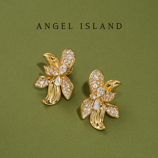 ANGEL ISLAND「花叙」花朵造型锆石耳钉 商品图2