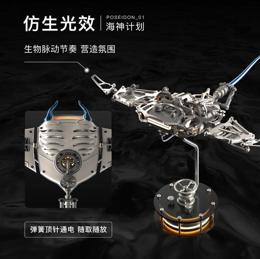 极械 蝠鲼 金属艺术品拼装摆件 成品板  商品图3