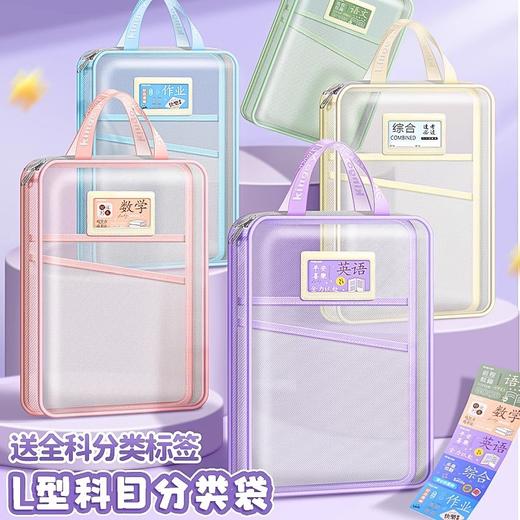 <有书独家>赠送标签【是科日袋也是补习袋！课后补习不用背书包】L型科目袋学生专用收纳袋大容量透明文件袋学科作业袋分类科目袋。ra 商品图3
