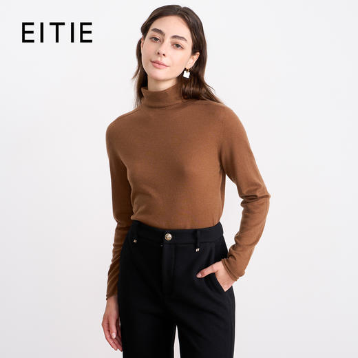 【薄款打底针织衫】EITIE爱特爱舒适羊毛高领保暖内搭2025秋新款针织衫C2501810 商品图8