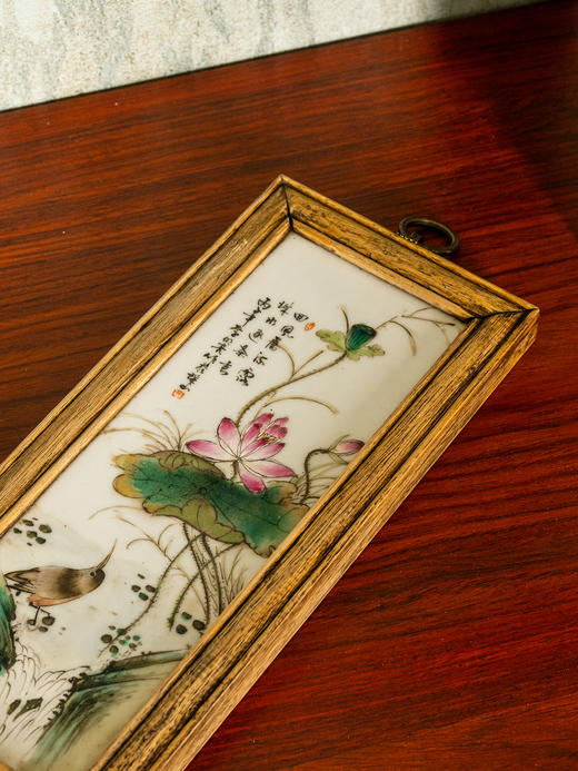 民国	李明亮款浅绛彩花鸟纹挂屏 商品图3