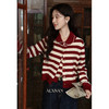 鹿向南「法式格调」复古红色条纹针织开衫女秋季新款慵懒长袖毛衣 商品缩略图4