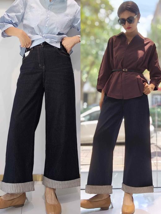 581212 条纹边固色牛仔裤 商品图2