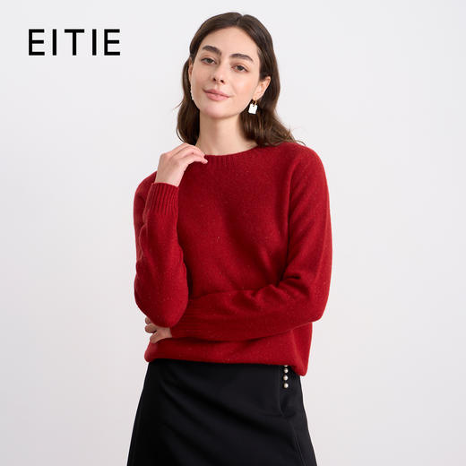 【羊毛针织衫】EITIE爱特爱时尚圆领宽松显瘦百搭2025秋季新款针织衫D2501903 商品图3