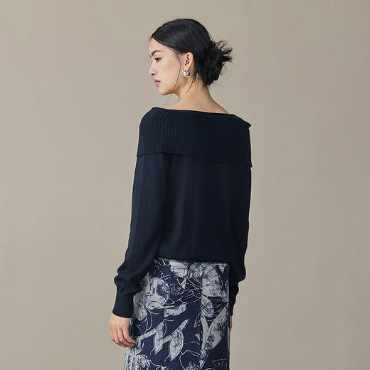 【林栖设计小店】（现货）优雅毛织上衣不规则百搭修身显瘦2025秋冬新款针织衫女1954016 商品图4