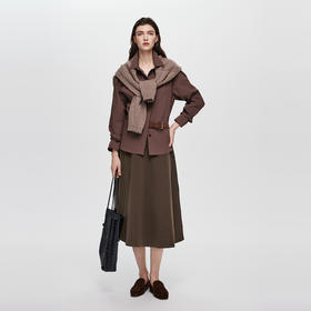 棉仓366617005-立体拼裁哑光针织A字半身裙女25秋新品促垂坠感微弹显瘦半裙