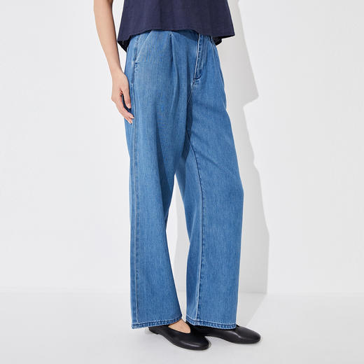 【门店同款】马恩MAXNEW2025夏季新款女薄款宽松阔腿天丝牛仔裤 商品图3