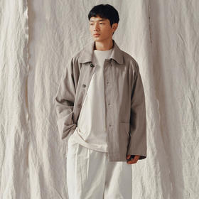 山也 郝 肌理棉麻翻立领外套