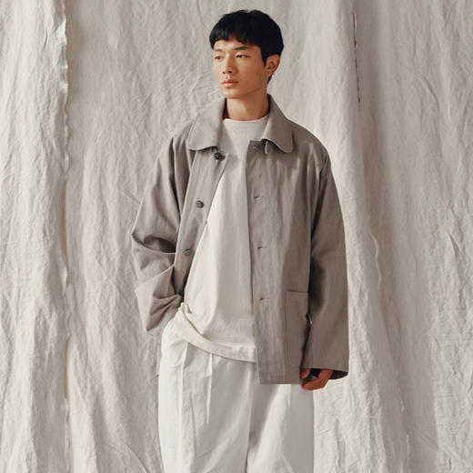 山也 郝 肌理棉麻翻立领外套 商品图0