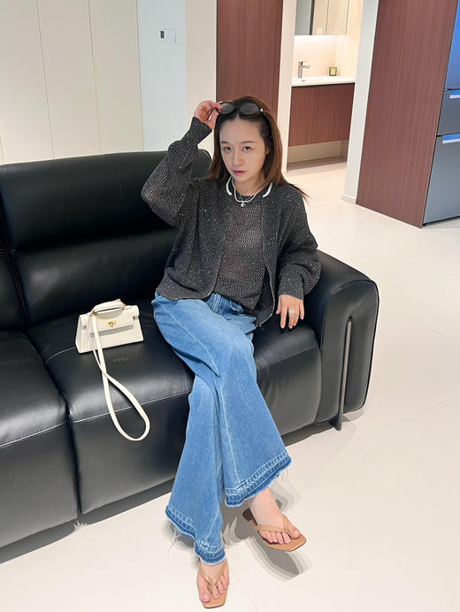 2508415    特种纱 棉羊毛 珠片镂空开衫 商品图7