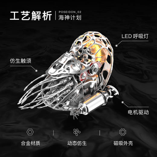 极械 鹦鹉螺 金属艺术品拼装摆件 成品板 商品图2