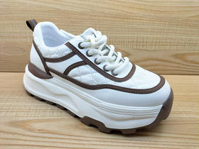 豪行女鞋24109029平底系带松糕厚底休闲运动单鞋