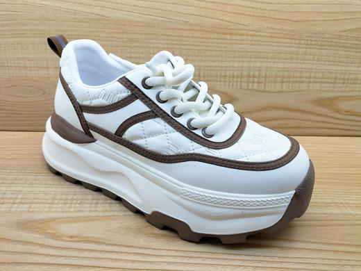 豪行女鞋24109029平底系带松糕厚底休闲运动单鞋 商品图0