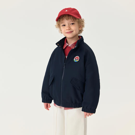 【无氟防泼水】马克珍妮男童复古趣味工装夹克2025年秋冬新款551351 商品图1