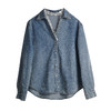 OLrain欧芮儿法式蓝色牛仔衬衫2025秋季新款翻领拼接花边上衣 商品缩略图3