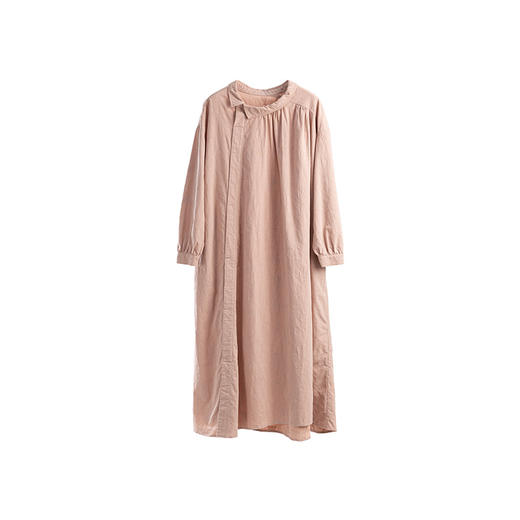 绽放旅行女装128朵/全棉提花结构感斜襟宽松文艺长袖气质连衣裙女 商品图4