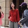 绽放旅行女装469朵/汉麻棉半开襟圆领落肩秋季长袖衬衫设计感小衫 商品缩略图1
