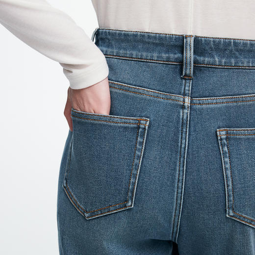 棉仓366619005-【三有超模裤】重磅水洗经典蓝直筒牛仔裤女25秋新品弹力显瘦长裤 商品图2