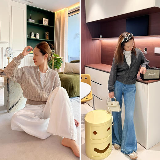 2508415    特种纱 棉羊毛 珠片镂空开衫 商品图0