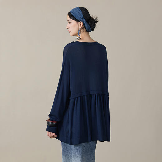 【林栖设计小店】（现货）绵羊毛毛织上衣仿手钩花宽松优雅2025秋季新款套头毛衣女1953025 商品图4