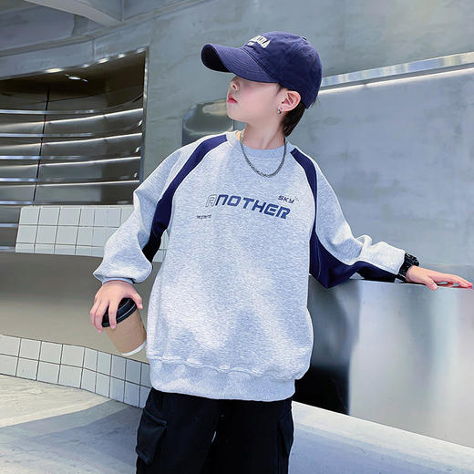 潮牌男大童秋装撞色机车宽松卫衣2024年新款儿童男孩秋季酷帅上衣 商品图2