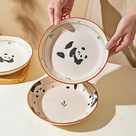 摩登主妇mototo熊猫盘子家用陶瓷菜盘2025新款餐具儿童早餐盘深盘