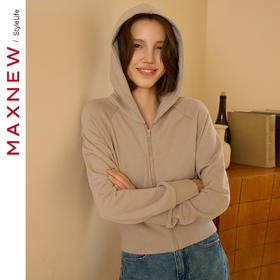 【门店同款】马恩MAXNEW女装2024秋季新款短款连帽拉链卫衣外套流