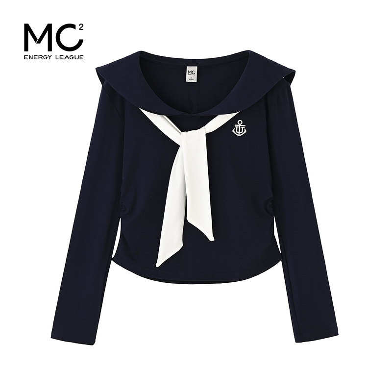 女装翻领配撞色领结T恤-34698T5232003