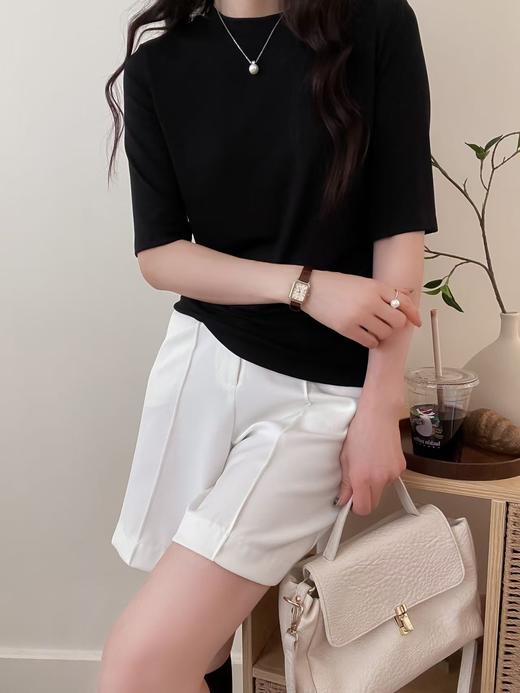 LS竹纤维女士简约圆领中袖打底衫8236 商品图1