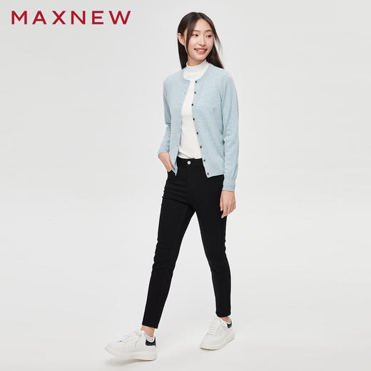 【门店同款】马恩MAXNEW女装秋季牛仔长裤时尚修身百搭款黑色潮显 商品图4