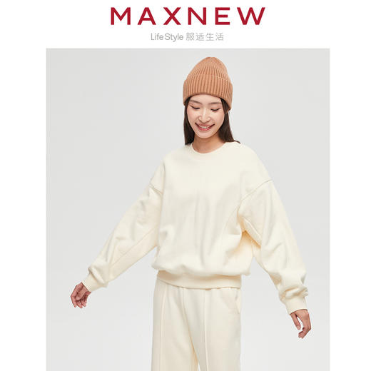 【门店同款】马恩MAXNEW女装圆领纯色卫衣秋冬时尚百搭宽松潮流卫 商品图3