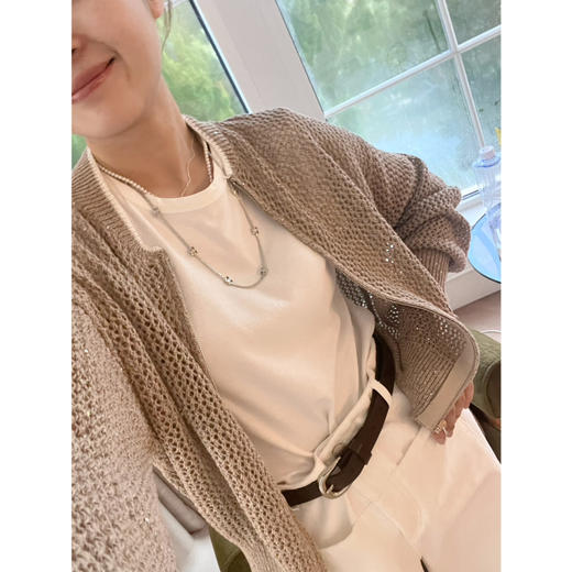 2508415    特种纱 棉羊毛 珠片镂空开衫 商品图1