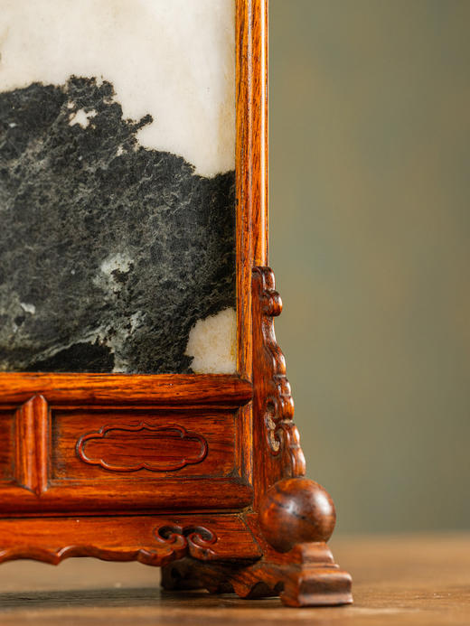 二十世纪	黄花梨镶云石案屏 商品图4