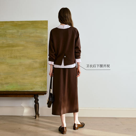 OLrain欧芮儿休闲通勤咖色卫衣针织半裙套装女秋季2025新款两件套 商品图2