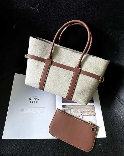 单品包邮 现货 THS-无 lp家大牛工厂 Ghiera Shopper 小号手袋 牛皮款/帆布款 4色 CQ1412 商品图12